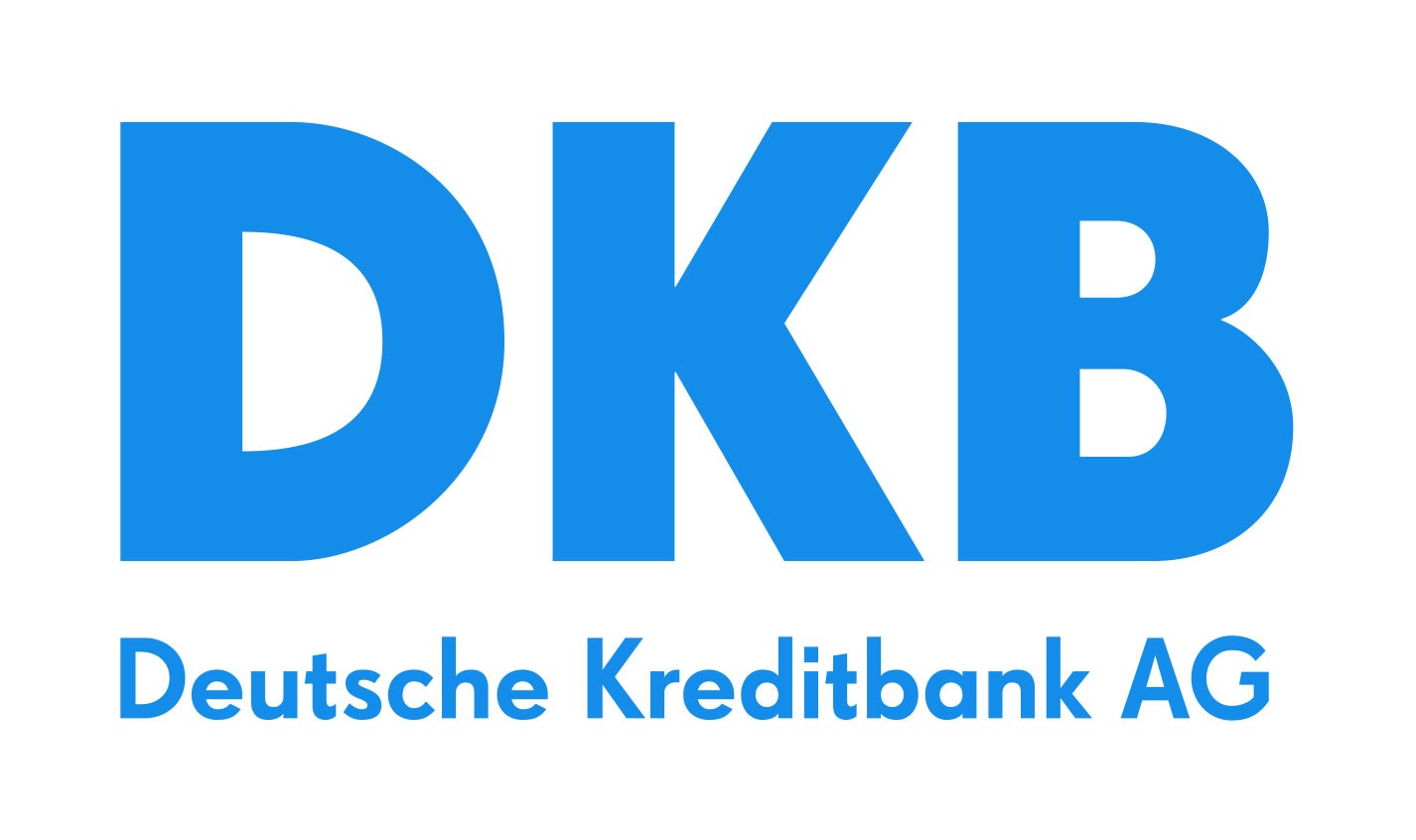 DKB-Logo in Blau mit dem Schriftzug "Deutsche Kreditbank AG".