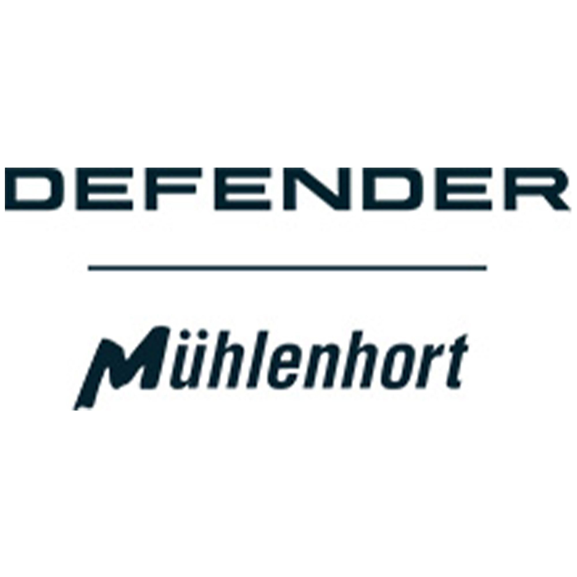 Logo mit den Schriftzügen "DEFENDER" und "Mühlenhort" in Schwarz auf weißem Hintergrund.