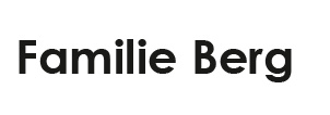 Text "Familie Berg" in schwarzer Schrift auf weißem Hintergrund.