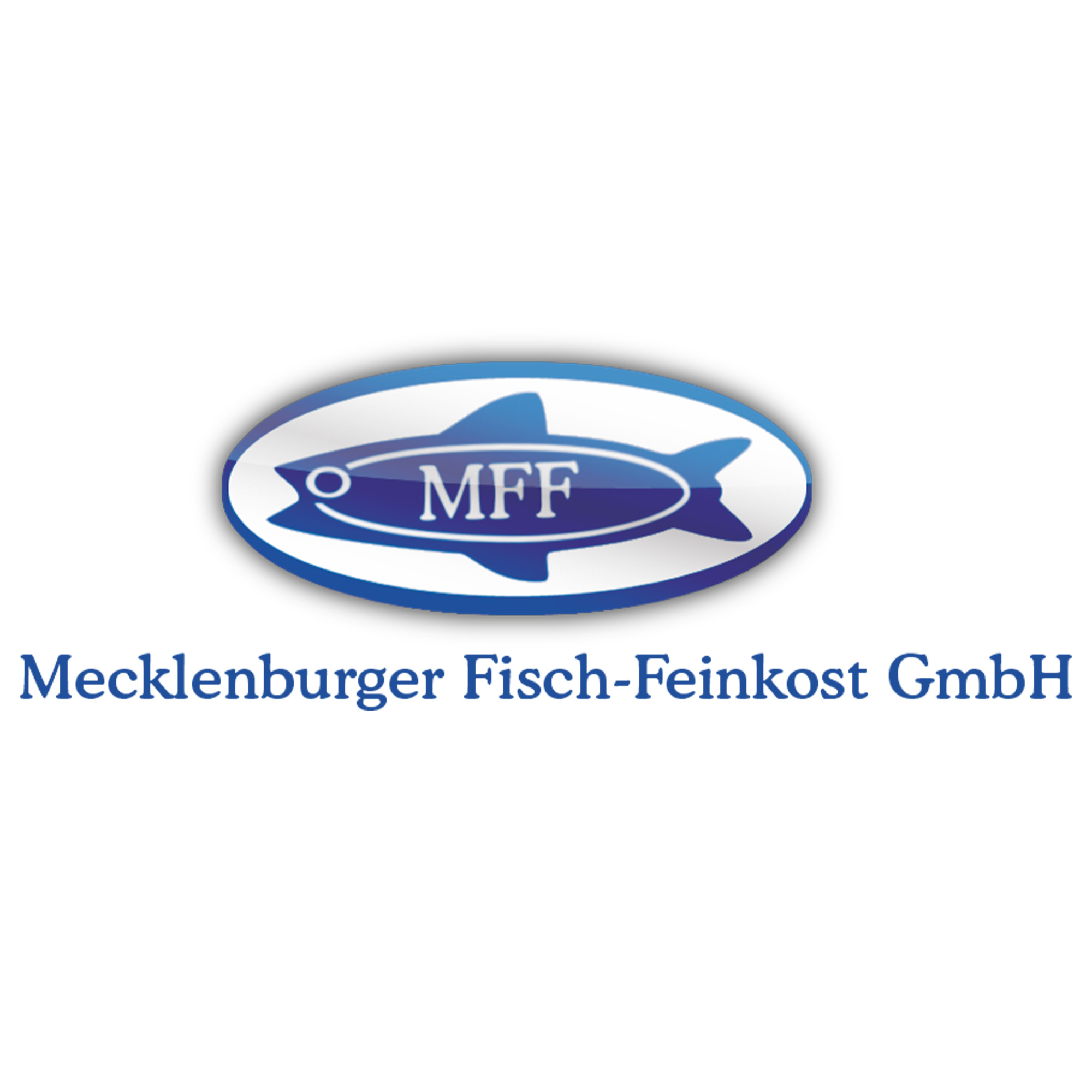 Logo mit blauem Fisch und MFF-Text; darunter Firmenname "Mecklenburger Fisch-Feinkost GmbH".