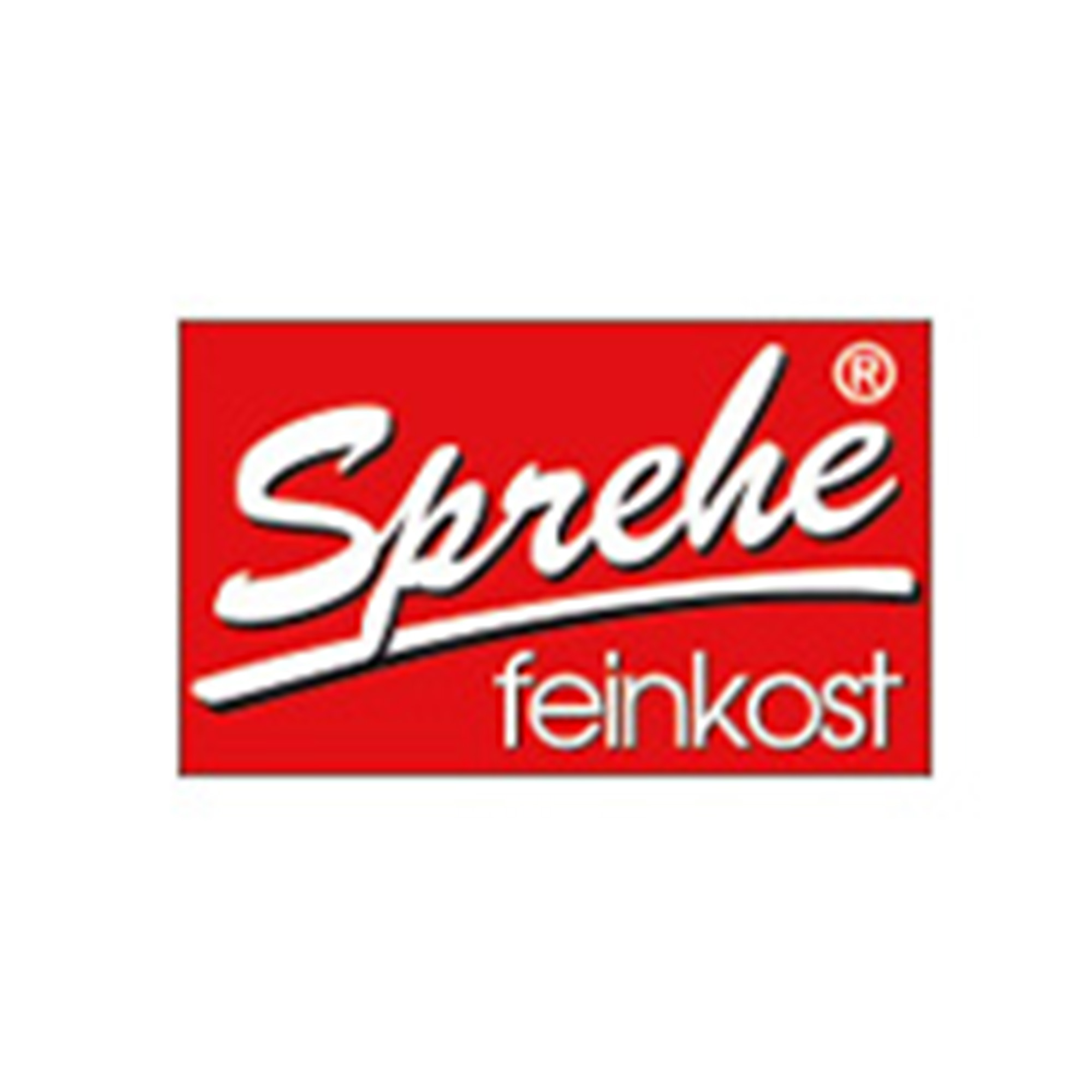 Das Bild zeigt das Logo von Sprehe Feinkost in Rot und Weiß.