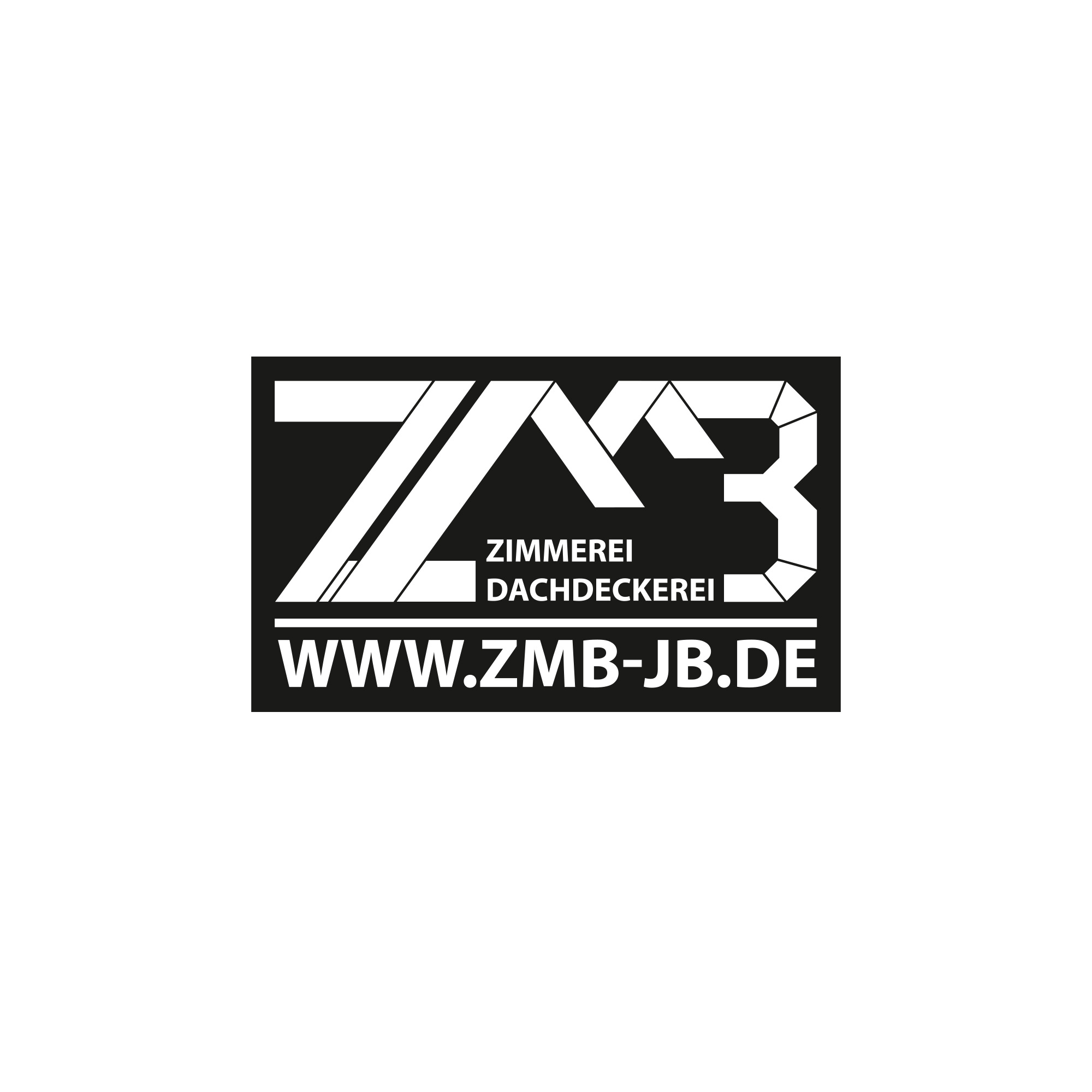 ZMB3-Logo mit geometrischem Design und Webadresse www.zmb-jb.de in Schwarz-Weiß.
