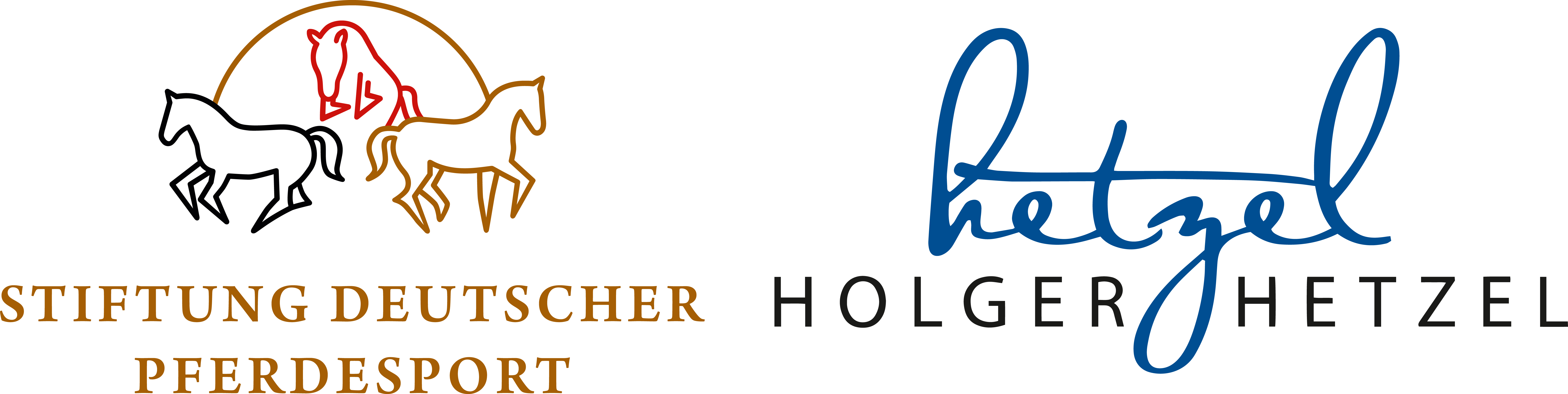 "Logos der Stiftung Deutscher Pferdesport und Holger Hetzel auf weißem Hintergrund."
