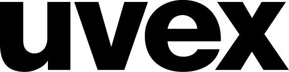 Schwarzes UVEX-Logo mit einem stilisierten, markanten Schriftzug in Großbuchstaben.