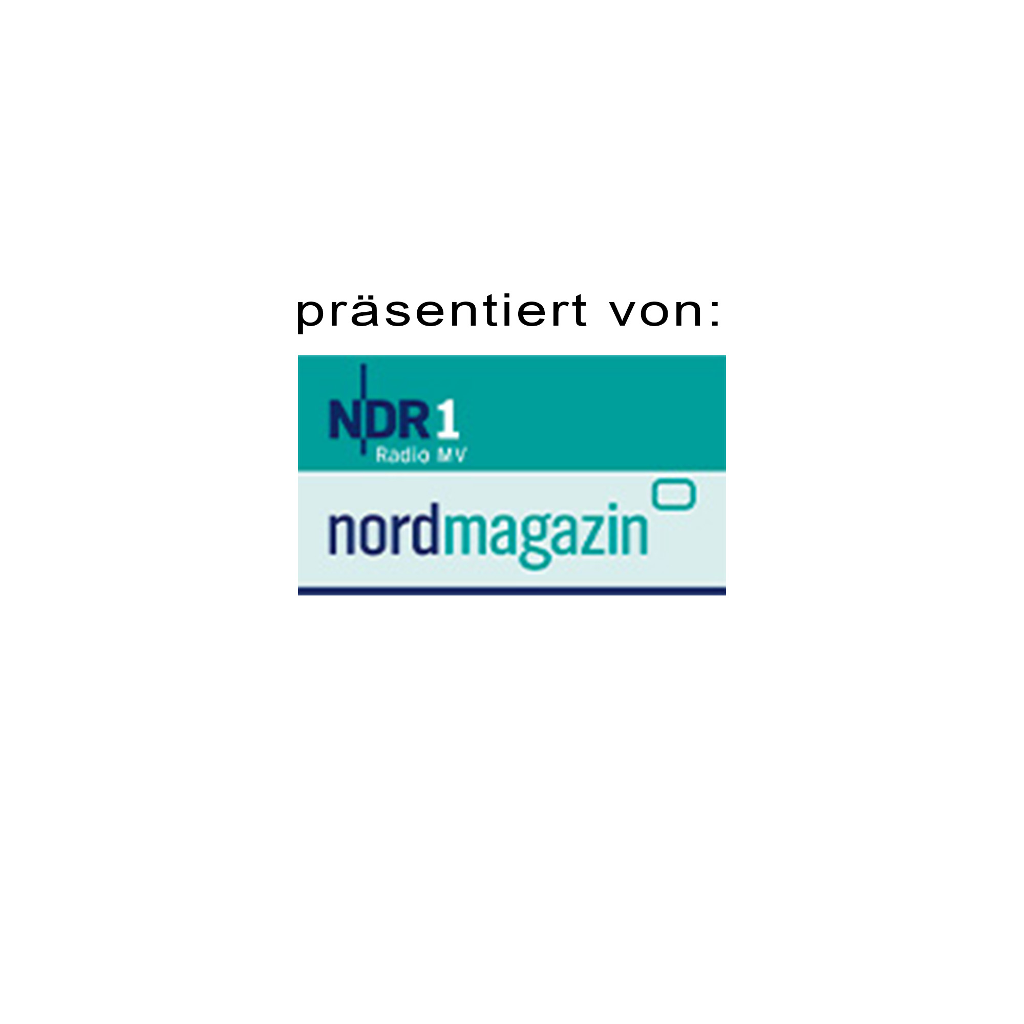 Logo von NDR 1 Radio MV, Nordmagazin: blau und grün, mit Rechteck-Symbol oben rechts.