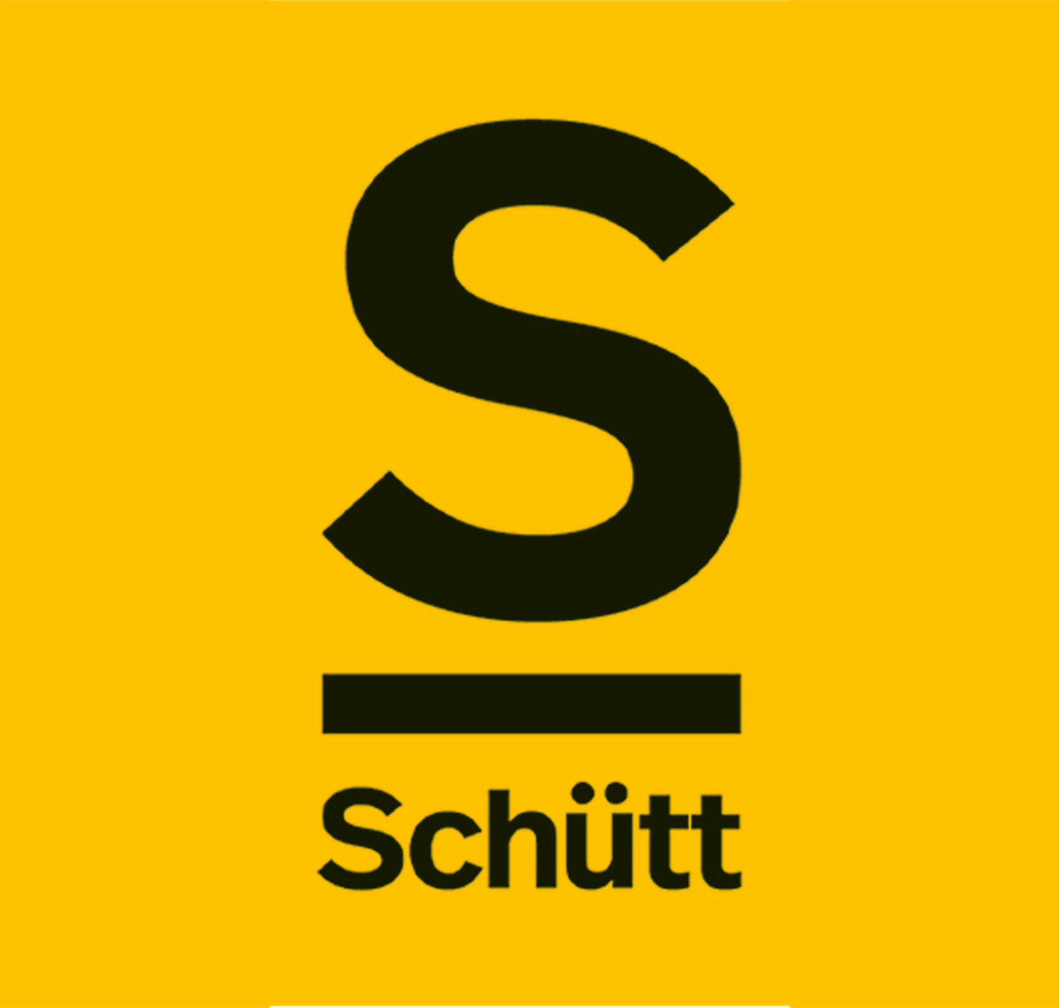 Schwarzes "S" über "Schütt" auf gelbem Hintergrund.